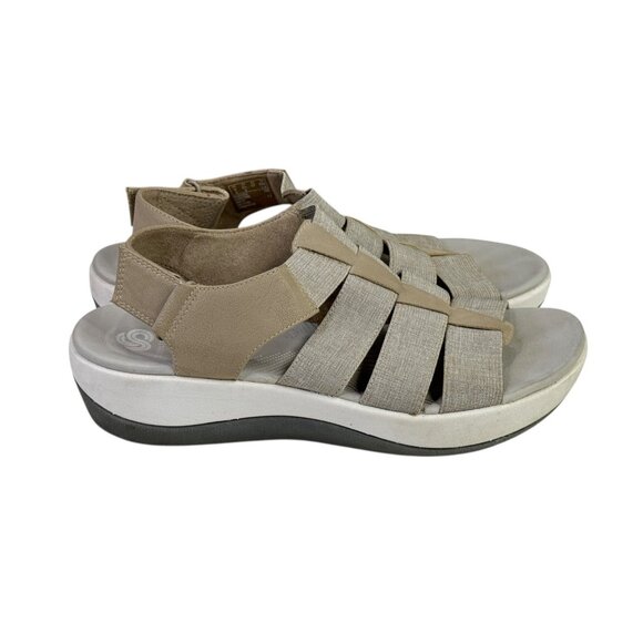 Clarks Cloudsteppers Sandals Womens 6.5 M Taupe Tan Arla Shaylie Open Toe Shoes - Picture 2 of 12